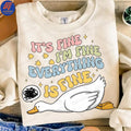Its Fine Im Fine Everything Is Fine Png Sarcastic Retro Png Funny Mama Goose Png Boho Floral Png Preppy Girly Shirt...
