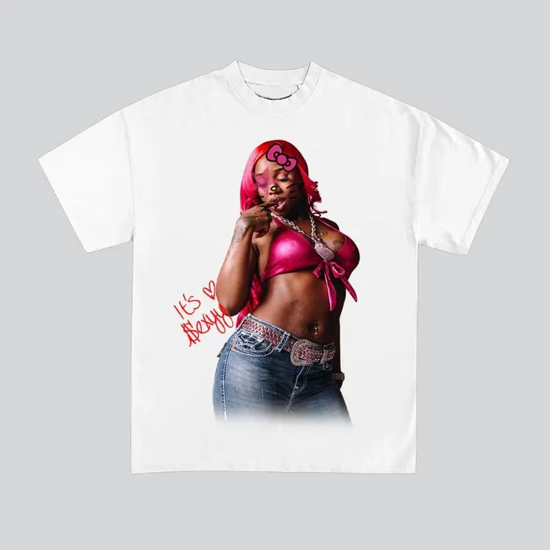 Its Sexyy Kitty Red Super Star Graphic Rap Tee Shirt Streetwear New Design Hoodie, Sweatshirt | GrindPrints.com