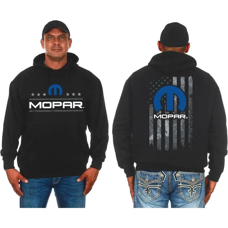JH DESIGN GROUP Men's Mopar Pullover T-Shirt Hoodie American Flag 2 Sided Hoodie Classic Cotton Sweatshirt | GrindPrints.com