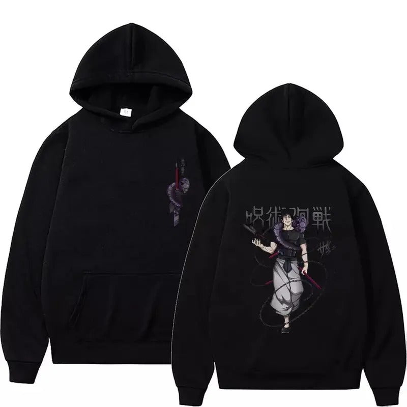 JJK Hoodie Jujutsu Kaisen Hooded Sweatshirt Toji Fushiguro Gojo Satoru Sukuna Hoodie double-sided T-Shirts | GrindPrints.com