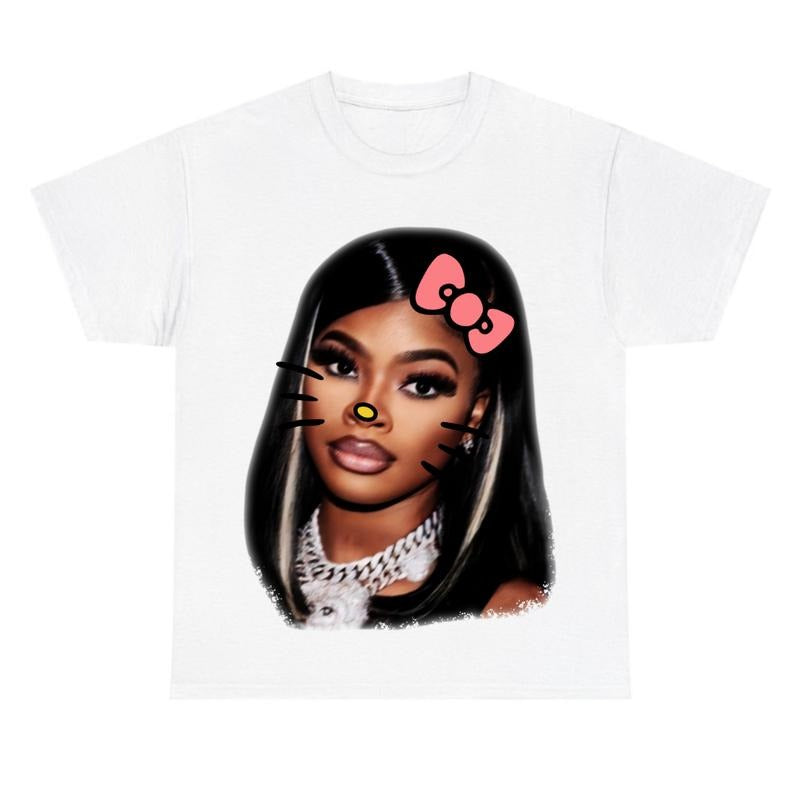 JT Kitty Big Face Graphics Cotton Tee, Gift For Rap Hiphop Fan Hoodie, Sweatshirt | GrindPrints.com