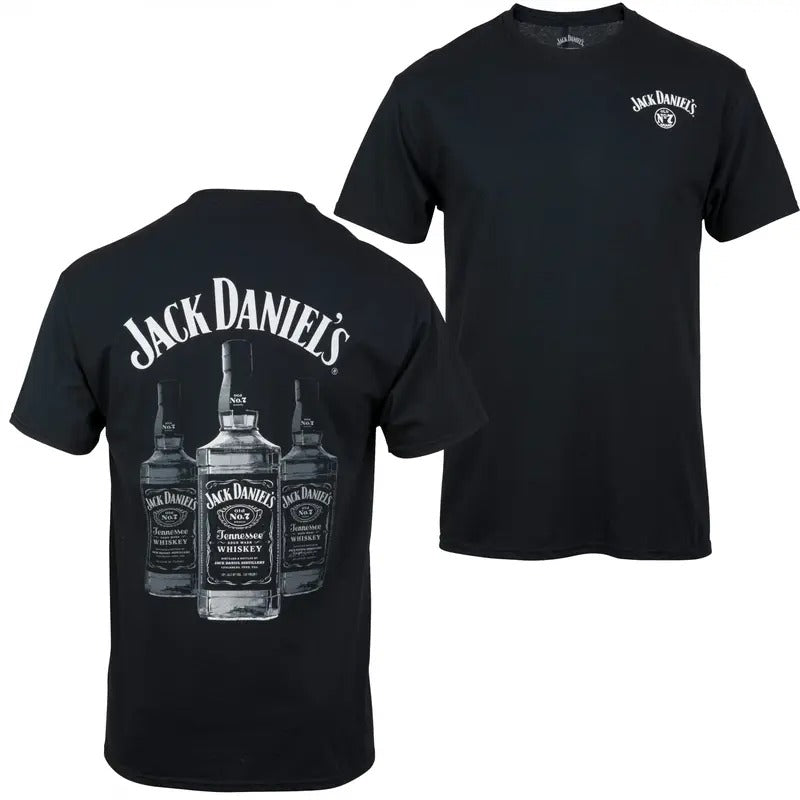 Jack D Triple Whisky Bottles Front and Back Print T-Shirt Hoodie, Sweatshirt | GrindPrints.com