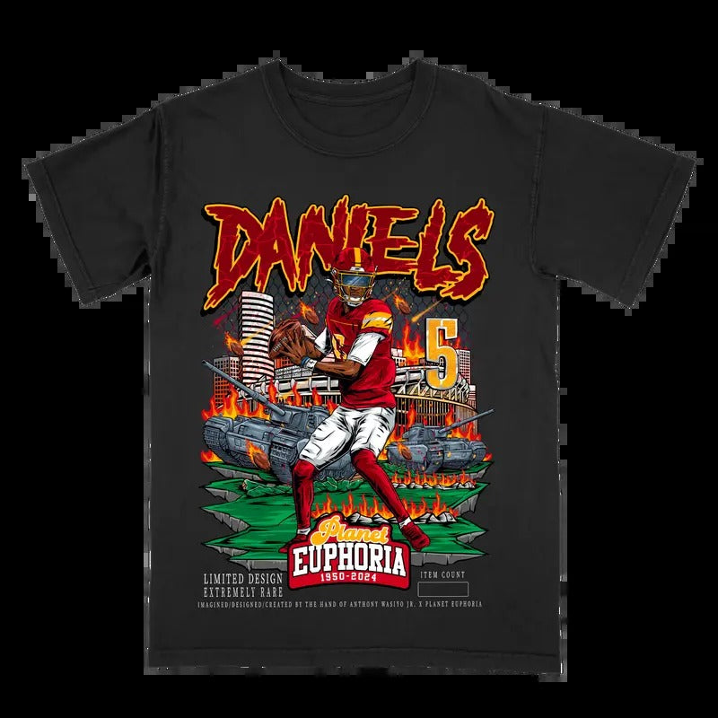 Jayden Daniels V2 Black Tee Gift For Fan - Men's Casual T-shirt - Menswear Hoodie, Sweatshirt | GrindPrints.com