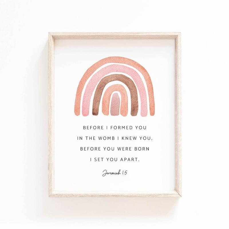 Jeremiah 1:5, Before I Formed You In The Womb Rainbow Scripture Wall Art, Nursery Room Decor Bible Verse, Gifts For...