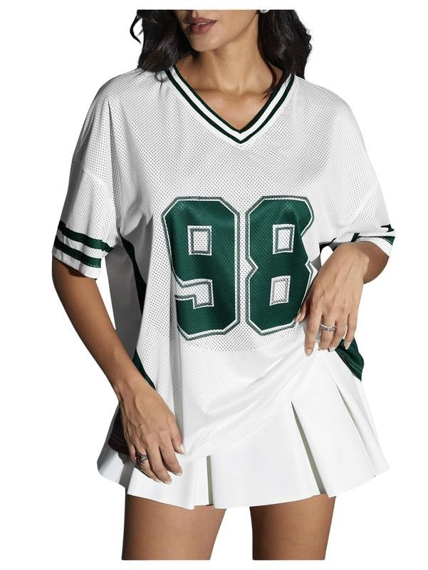 Jersey Shirts for Women Graphic Number Shirt Soccer Jersey Summer Oversized T Shirts Tops Tennis Attire Workout Clothes...