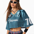 Jersey Shirts for Women Y2k Crop Tops Streetwear Sportswear Short Sleeve T-Shirt Cute Football Jersey Top Hoodie, Sweatshirt