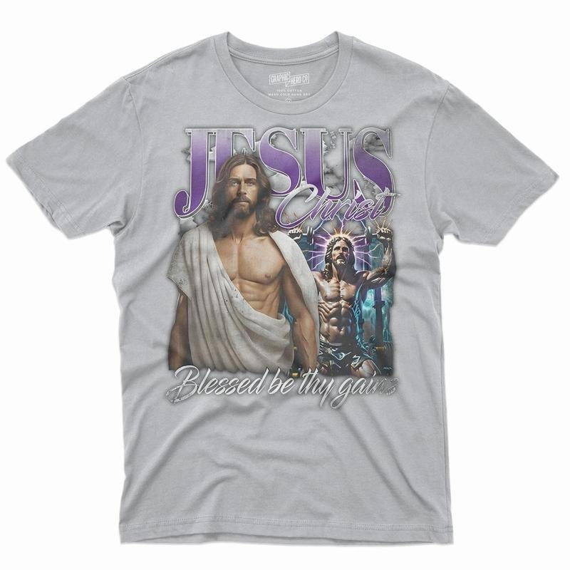 Jesus Blessed Be Thy Gains Portrait T-Shirt DRG, Graphic Men Tees Hoodie, Sweatshirt | GrindPrints.com
