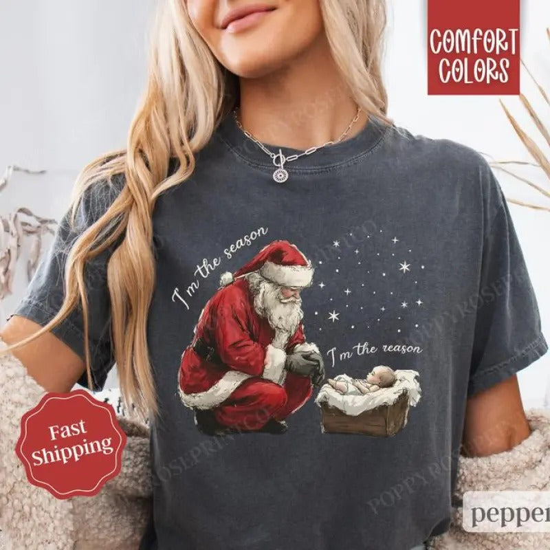 Jesus Christmas Shirt , Religious Xmas Tshirt, Women's Holiday Tee Hoodie, Sweatshirt | GrindPrints.com