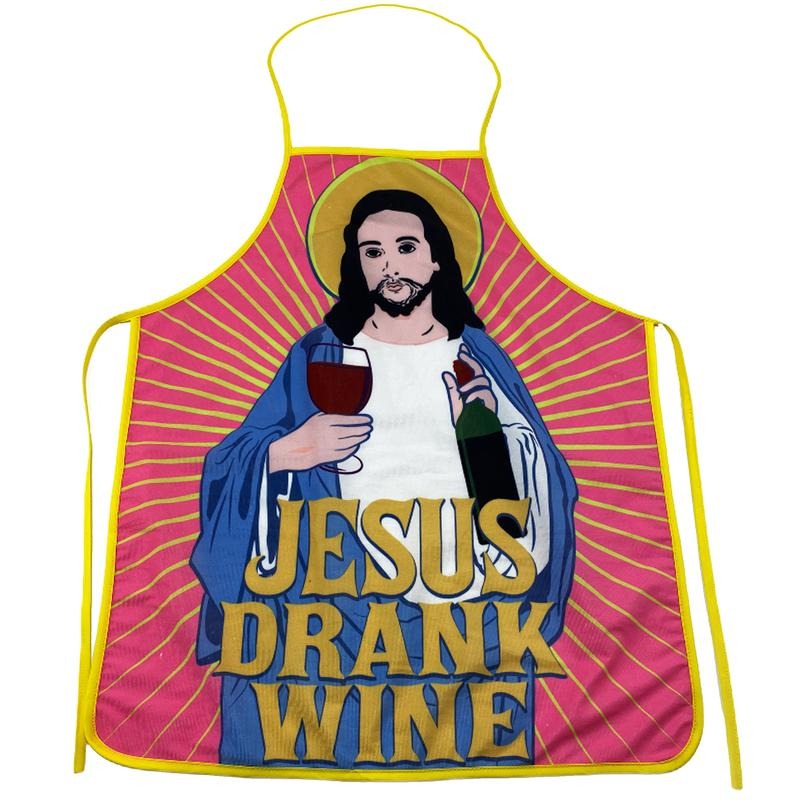 Jesus Drank Wine Apron Funny Religion Vino Wine Lover Graphic Novelty Kitchen Smock Funny Graphic Kitchenwear Wine  Funny...