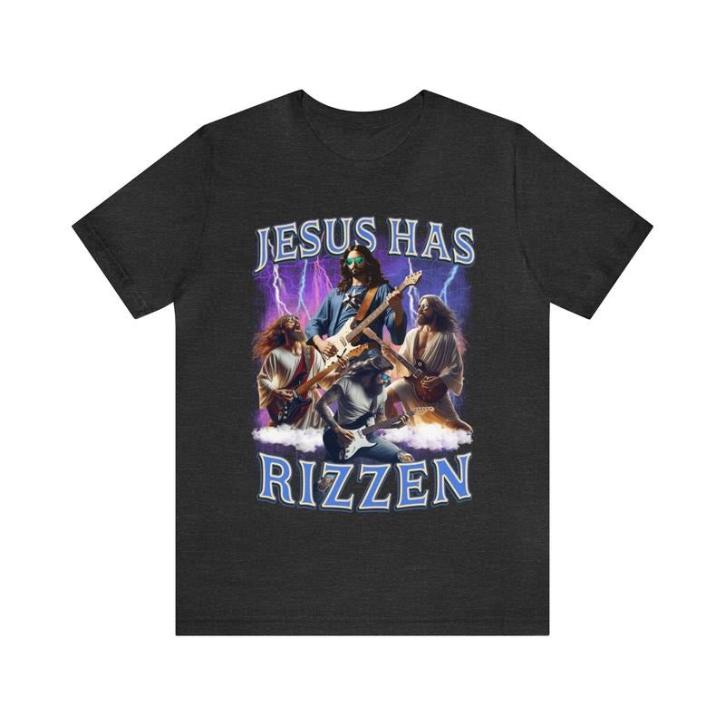 Jesus Has Rizzen Funny Shirt, He Is Rizzin Risen, Rockstar Jesus Shirt, Christian Religious Shirt, Rizz Meme Shirt,...