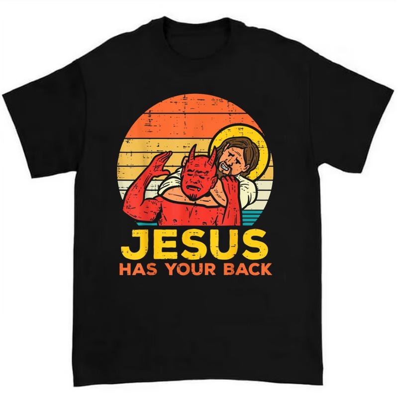 Jesus Has Your Back Jiu Jitsu Retro Christian T Shirt Fun and Inspirational Design Hoodie, Sweatshirt | GrindPrints.com