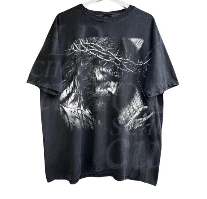 Jesus Holding Cross Vintage 90s Shirt Retro Faith Jesus Shirt Retro Halftone Bible Be Light Cotton Menswear Top T-Shirts, Hoodie, Sweatshirt