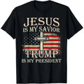 Jesus Is My Savior Trump Is My President American Flag T-Shirt made in usa Hoodie, Sweatshirt | GrindPrints.com
