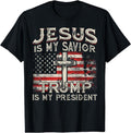 Jesus Is My Savior Trump Is My President American Flag T-Shirt Hoodie, Sweatshirt | GrindPrints.com