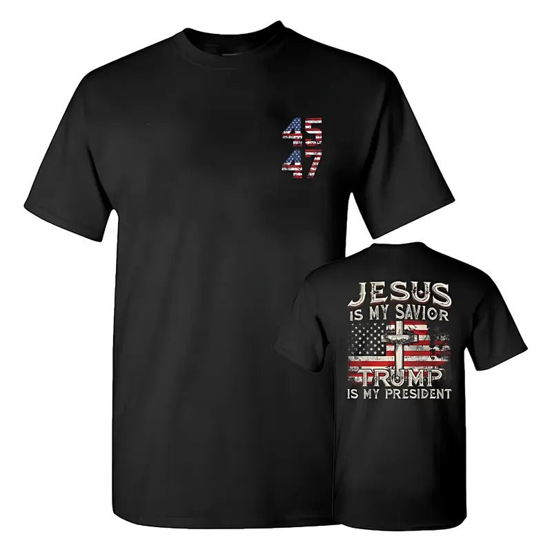 Jesus Is My Savior Trump Is My President American Flag Trump 2024 Shirt Full Colors Full Sizes Menswear T-Shirts, Hoodie, Sweatshirt