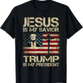 Jesus Is My Savior Trump Is My President Trump 2024 USA Flag Cotton Menswear Top T-Shirts, Hoodie, Sweatshirt