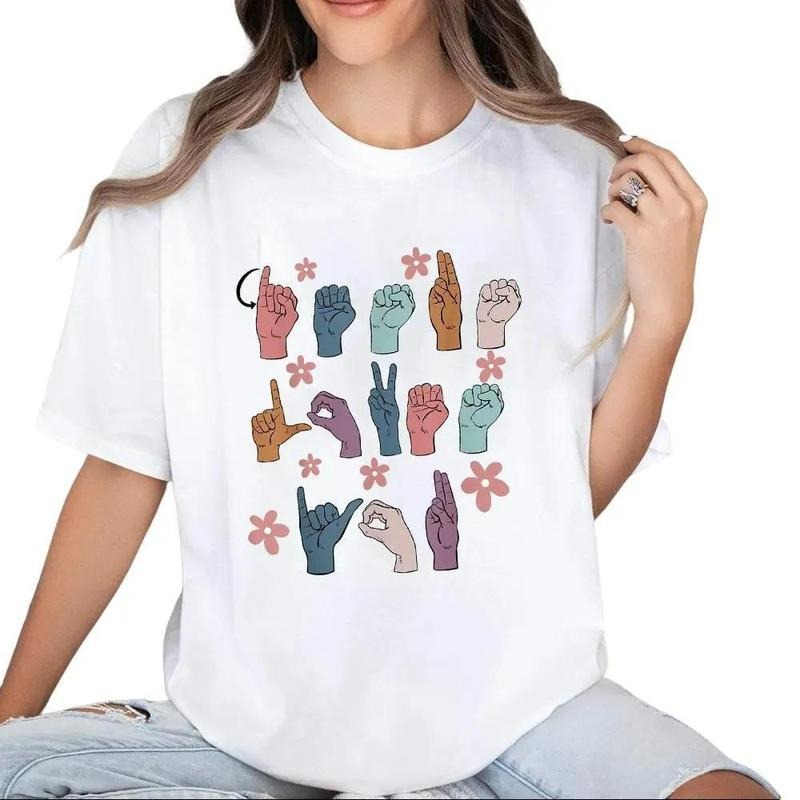Jesus Loves You ASL Sign Language Christian Casual Crew Neck Short Sleeve Tops T-Shirts, Hoodie, Sweatshirt