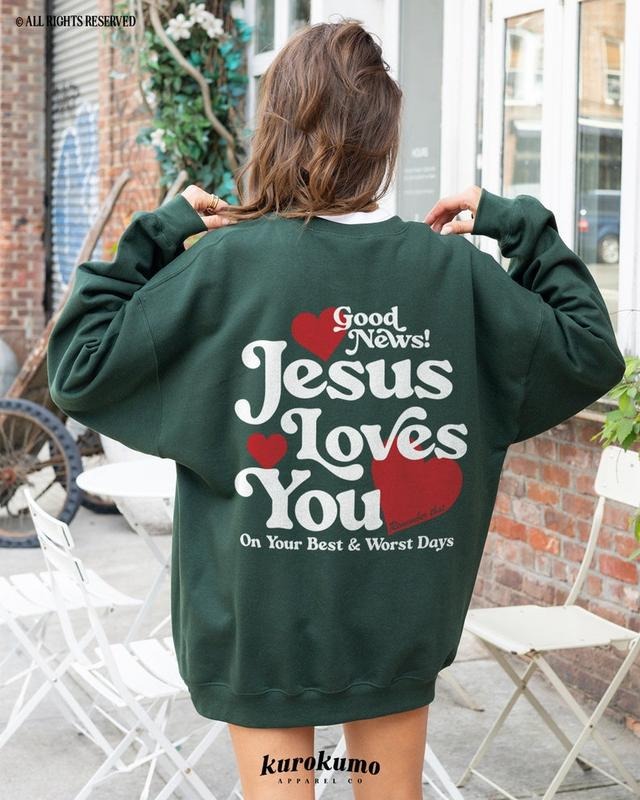 Jesus Loves You Christian Mental Health Crewneck Preppy Faith Based Sweatshirt Y2K Christian Clothes Religious Indie...