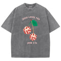 Jesus Loves You Washed T-Shirt, Christian Jesus  t shirts, Vintage 90s Graphic Tee Gift Cotton Top Womenswear Bottom...