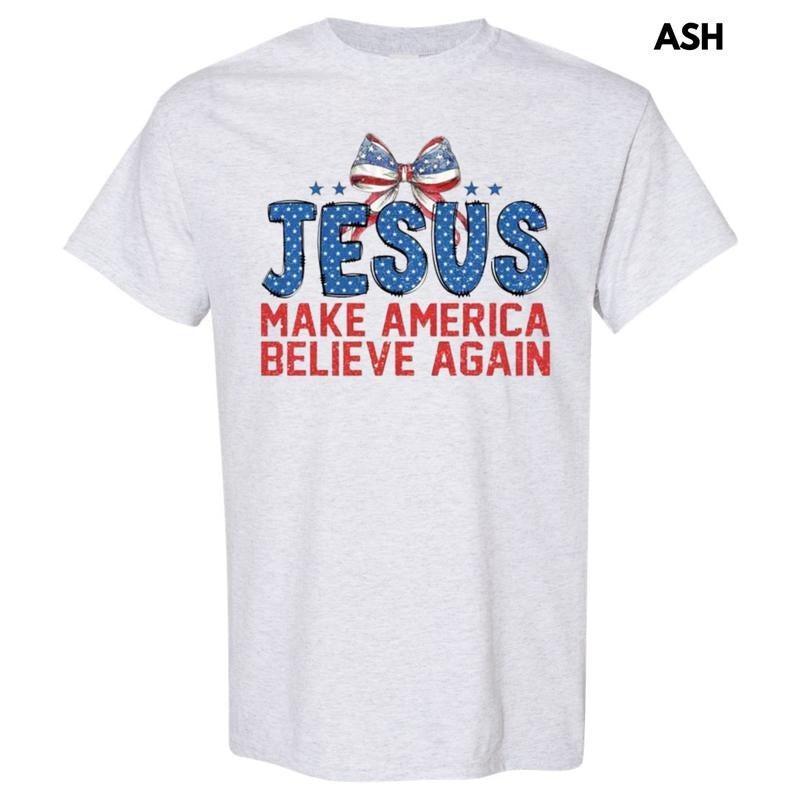 Jesus Make America Believe Gildan Short Sleeve T-Shirt Hoodie, Sweatshirt | GrindPrints.com