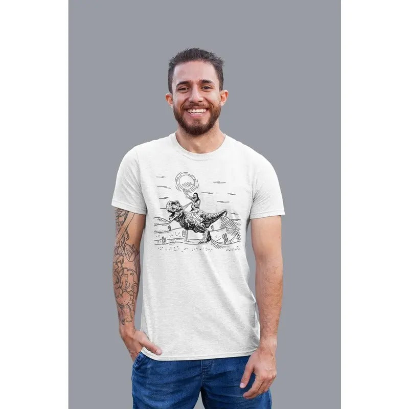 Jesus Riding Dinosaur T-Shirt, Funny Offensive Jesus Shirt, Cool Novelty Shirts, 90s Graphic Tee For Men Women Tee,...
