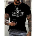 Jesus Saved My Life Print, Men's Graphic Design Crew Neck Novel T-shirt, Casual Comfy Tees Tshirts For Summer, Men's...