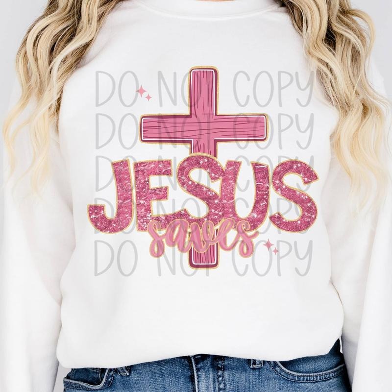Jesus Saves Glitter Writing DTF Transfers - THIS IS NOT A SHIRT Hoodie, Sweatshirt | GrindPrints.com