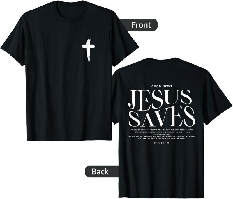Jesus Saves John 3:16-17 Front and Back Print Christian T-Shirt Hoodie, Sweatshirt | GrindPrints.com