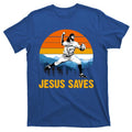 Jesus Saves Retro Baseball Pitcher T-Shirt Menswear Top Hoodie, Sweatshirt | GrindPrints.com