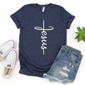 Jesus T-shirt Jesus Christian Shirt Jesus Shirt Vertical Cross Cross Jesus Cross Religious Shirt Church Disciple...