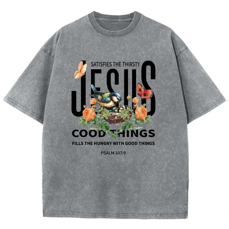 Jesus Unisex Washed T-Shirt, Christian t shirts, Vintage 90s Graphic Tee Gift Cotton Top Womenswear, Mineral...