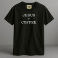 Jesus + Coffee Plus Christian Faith Love of God and Caffeine Embroidered Comfort Colors T-Shirt Relaxed Fit 100%...