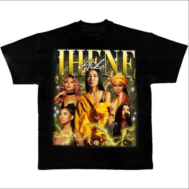 Jhene Classic Black Cotton T-Shirt - Unisex Heavy Cotton Tee Gildan 5000 Hoodie, Sweatshirt | GrindPrints.com