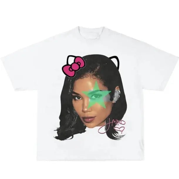 Jhene Kitty Rap Tee Cotton Womenswear Casual Crewneck Top Hoodie, Sweatshirt | GrindPrints.com