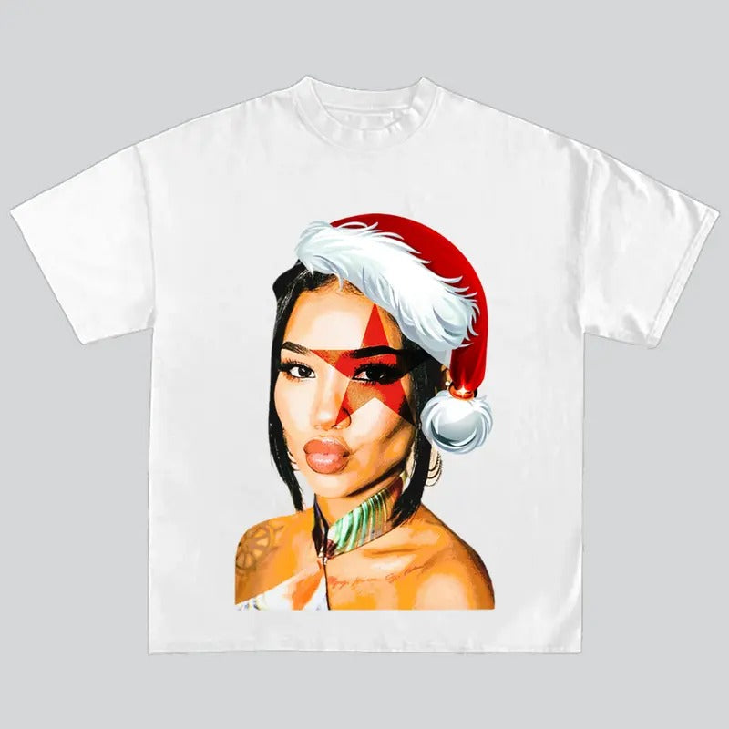 Jhene Kitty Santa Hat Big Face T-shirt, Rap Hip Hop Tee Santa Merry Christmas Hoodie, Sweatshirt | GrindPrints.com