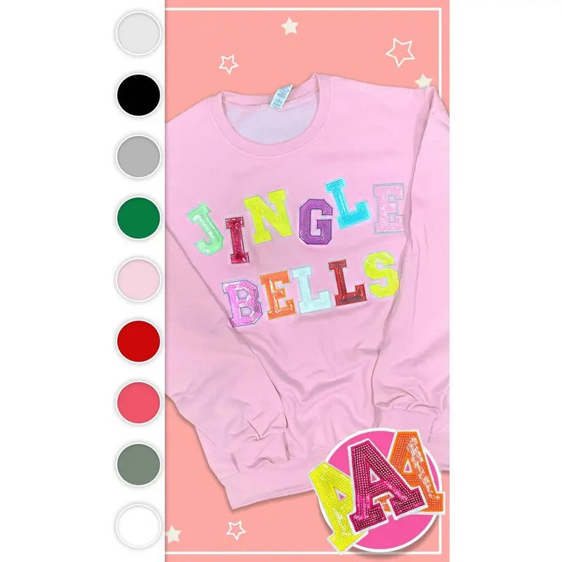 Jingle Bells Sequin Graphic Sweatshirt T-Shirts, Hoodie | GrindPrints.com