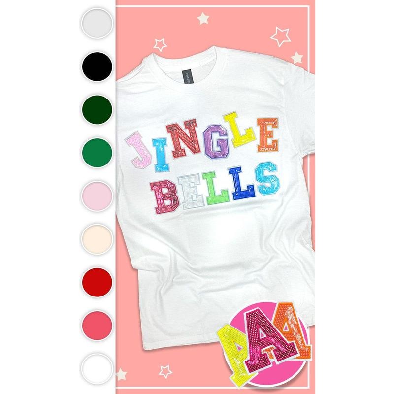 Jingle Bells Sequin Graphic T-Shirt Hoodie, Sweatshirt | GrindPrints.com
