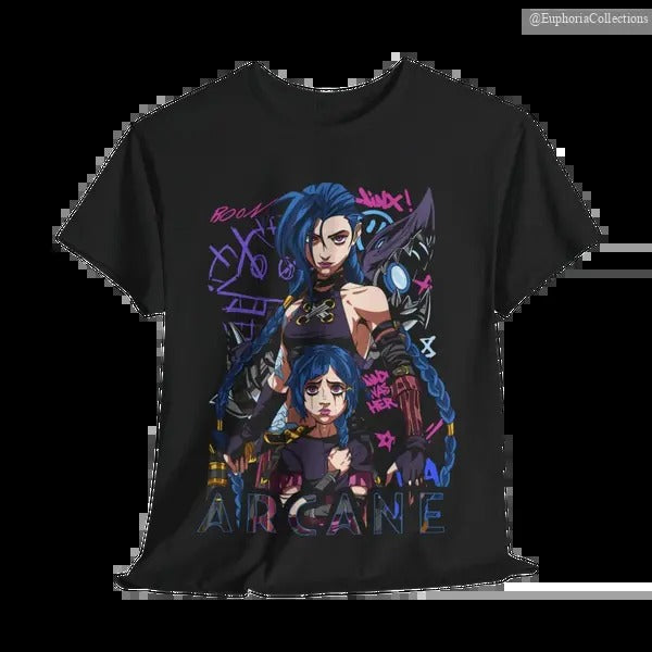 Jinx Arcane T-Shirt, Gaming Sweatshirt, LOL Shirt, Video Game Shirt , Global Trending Outfits Hoodie | GrindPrints.com
