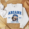 Jinx and Isha Chibi Embroidered Sweatshirt, Arcane Character Embroidered Shirt, Lover Characters Shirt Hoodie