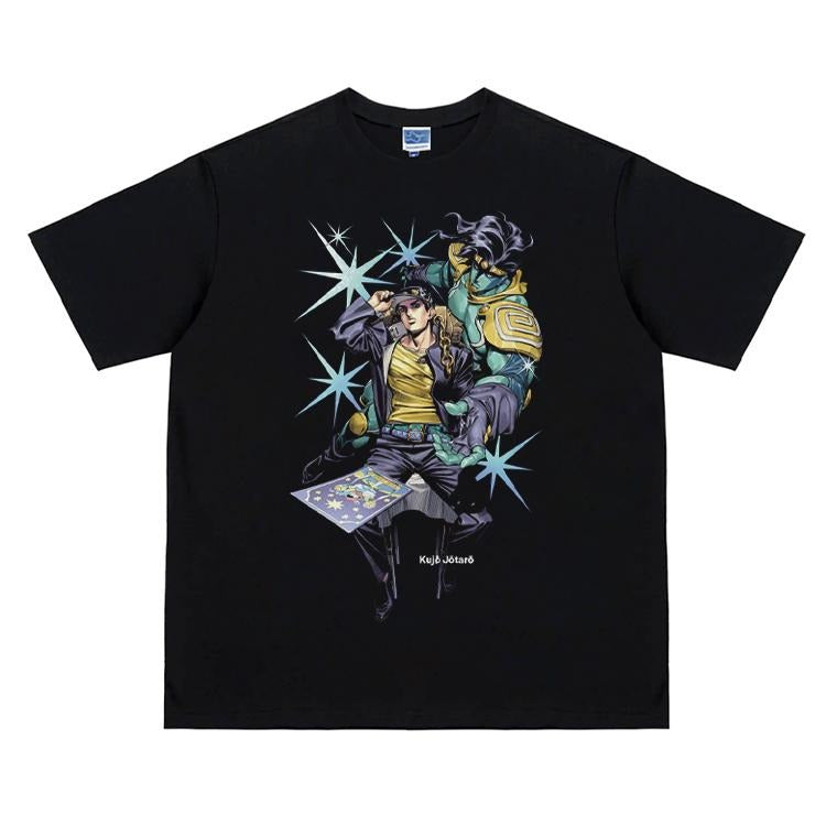 JoJo "Star Platinum" Vintage Oversized Tee Anime T-shirt 100% Cotton Original Design Men's Top for Fans DTG Printing...