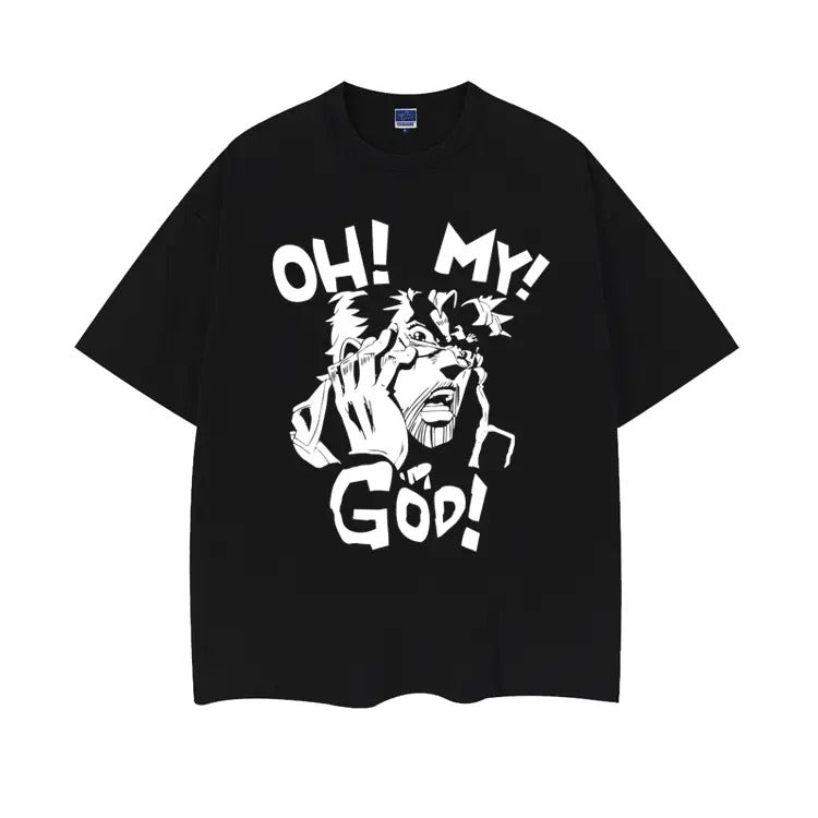 JoJo's Bizarre Adventure "OH MY GOD" Heavyweight Vintage Tee 100% Cotton OVERSIZED Anime T-shirt Menswear Top printed...
