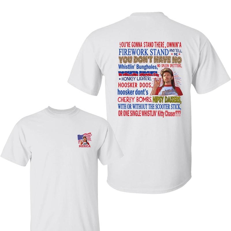 Joe Dirt Flag 4th of July Graphic Shirt, Trendy Cotton Apparel, Funny 2-Sided Merica Tee, Full-Color Casual Menswear Top,...