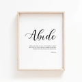 John 15:4 Abide In Me, Bible Verse Wall Art, Scripture Quote Print, Christian Wall Decor, Religious Gifts, Gifts For...