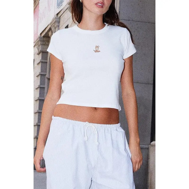 John Galt Women's Ashlyn Deer Cropped T-Shirt - Multicolor Hoodie, Sweatshirt | GrindPrints.com