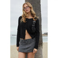 John Galt Women's Black Athelia Pointelle Cardigan T-Shirts, Hoodie, Sweatshirt | GrindPrints.com