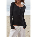 John Galt Women's Black Athern Thermal Ribbed Long Sleeve Top T-Shirts, Hoodie, Sweatshirt | GrindPrints.com