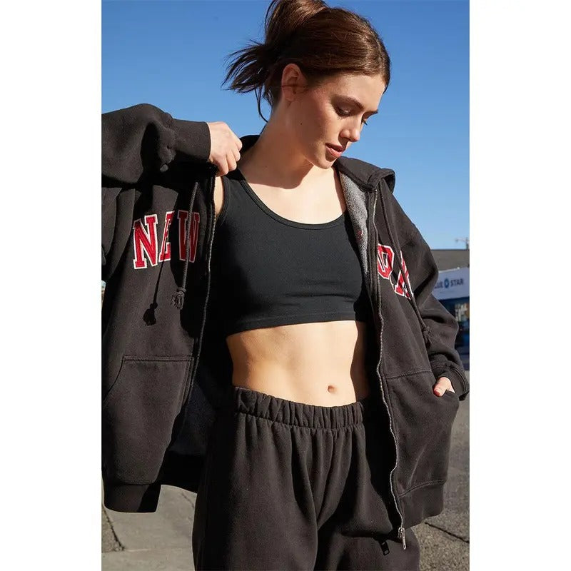 John Galt Women's Black Christy New York Full Zip Hoodie T-Shirts, Sweatshirt | GrindPrints.com