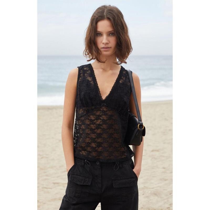 John Galt Women's Black Lace Bow Rafaela Tank Top T-Shirts, Hoodie, Sweatshirt | GrindPrints.com