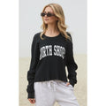 John Galt Women's Black North Shore Waffle Knit Crew Neck Sweatshirt T-Shirts, Hoodie | GrindPrints.com