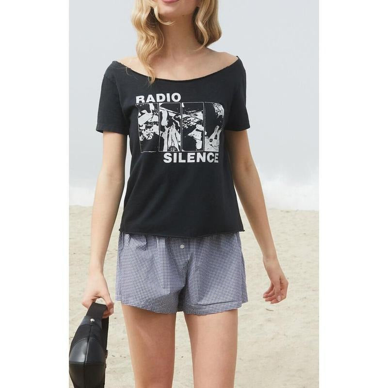 John Galt Black Radio Silence Off Shoulder Top T-Shirts, Hoodie, Sweatshirt
